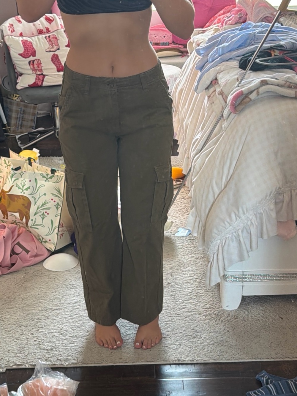 Brandy Melville Olive Green Cargo Jeans